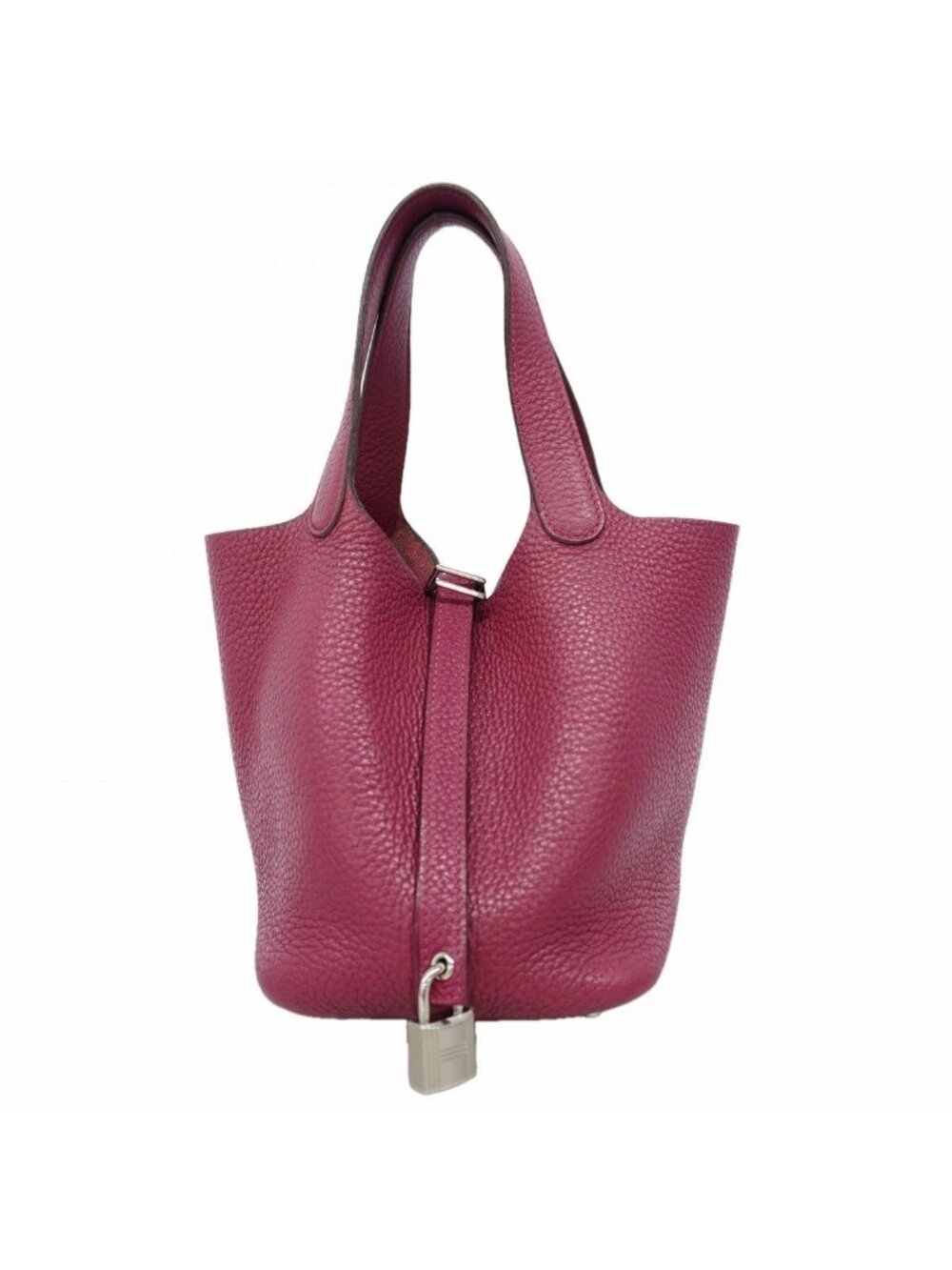 Hermes Handbag Picotin Lock PM Taurillon Clemence Tosca Silver